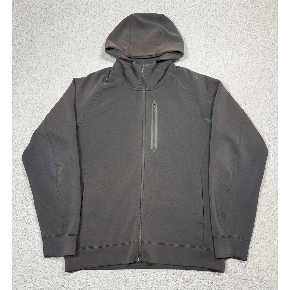 Uniqlo Jacket Mens Large Black Hooded Full Zip Knit DRY Athletic Running